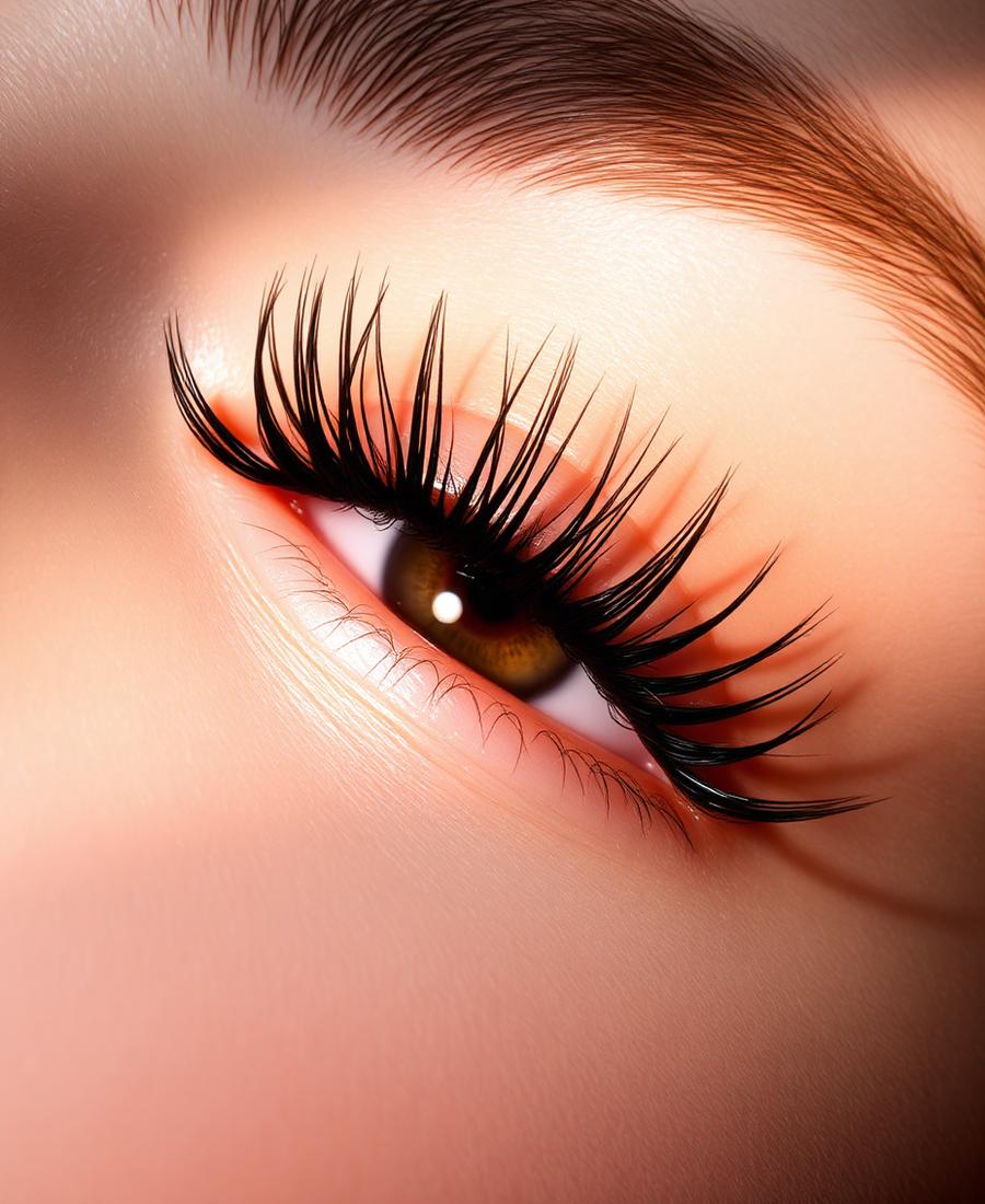 Lifted and tinted lashes close-up