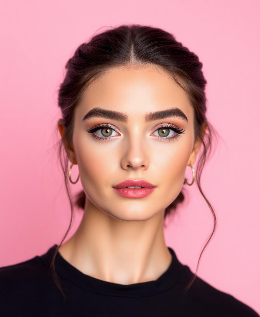 Client with laminated brows and soft glam makeup